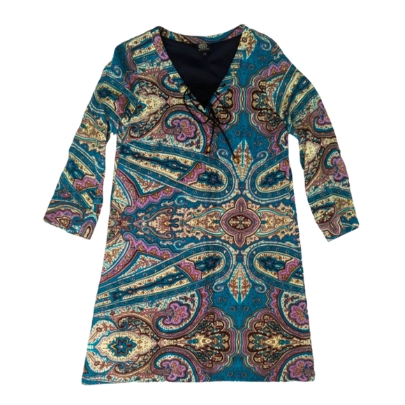 Bobesu Dress, shift dress with tie laces at neck, boho, size small - Picture 1 of 11